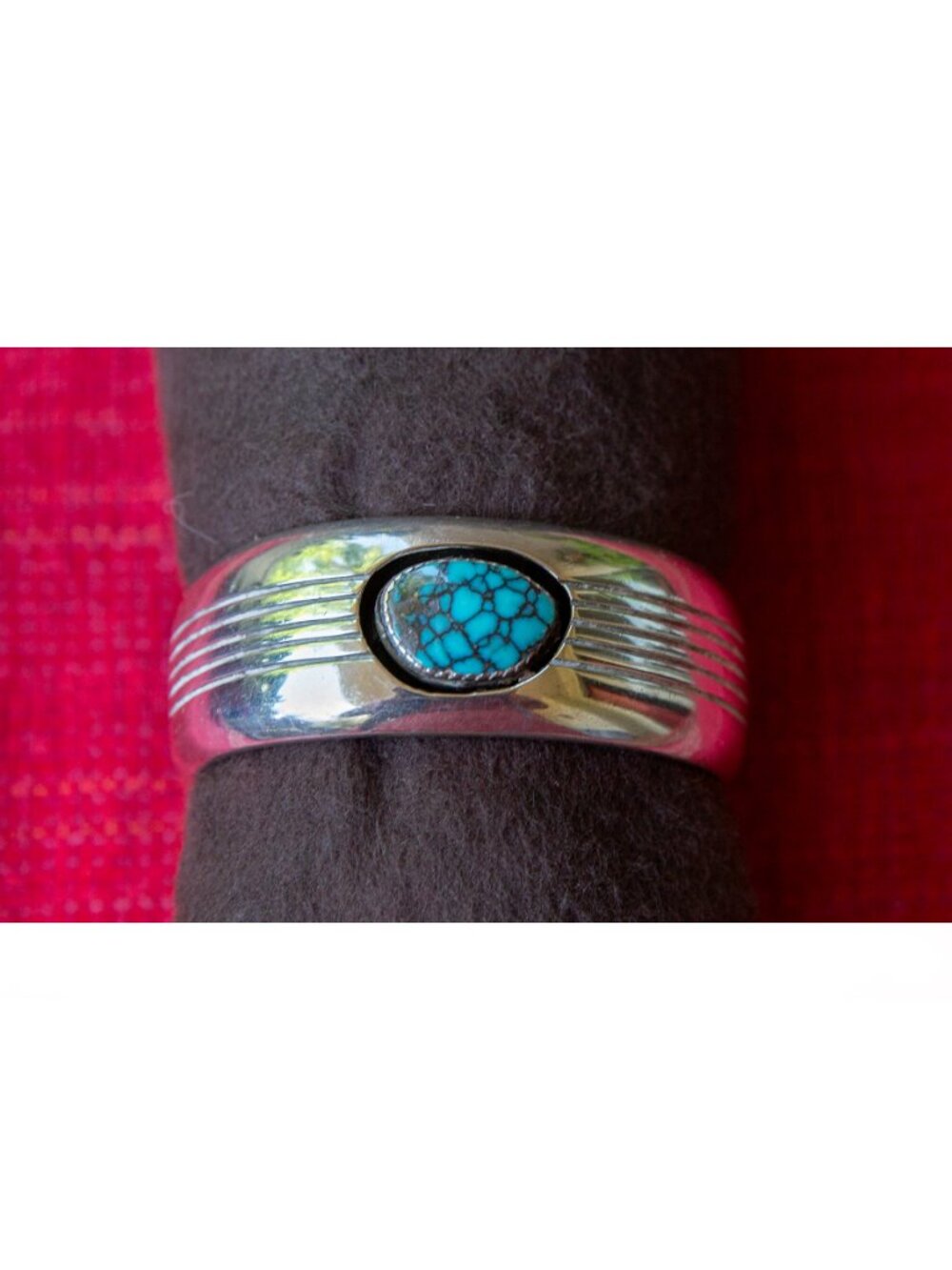 Jackson Navajo Sterling Silver Cuff Bracelet with Turquoise - Picture 5 of 7